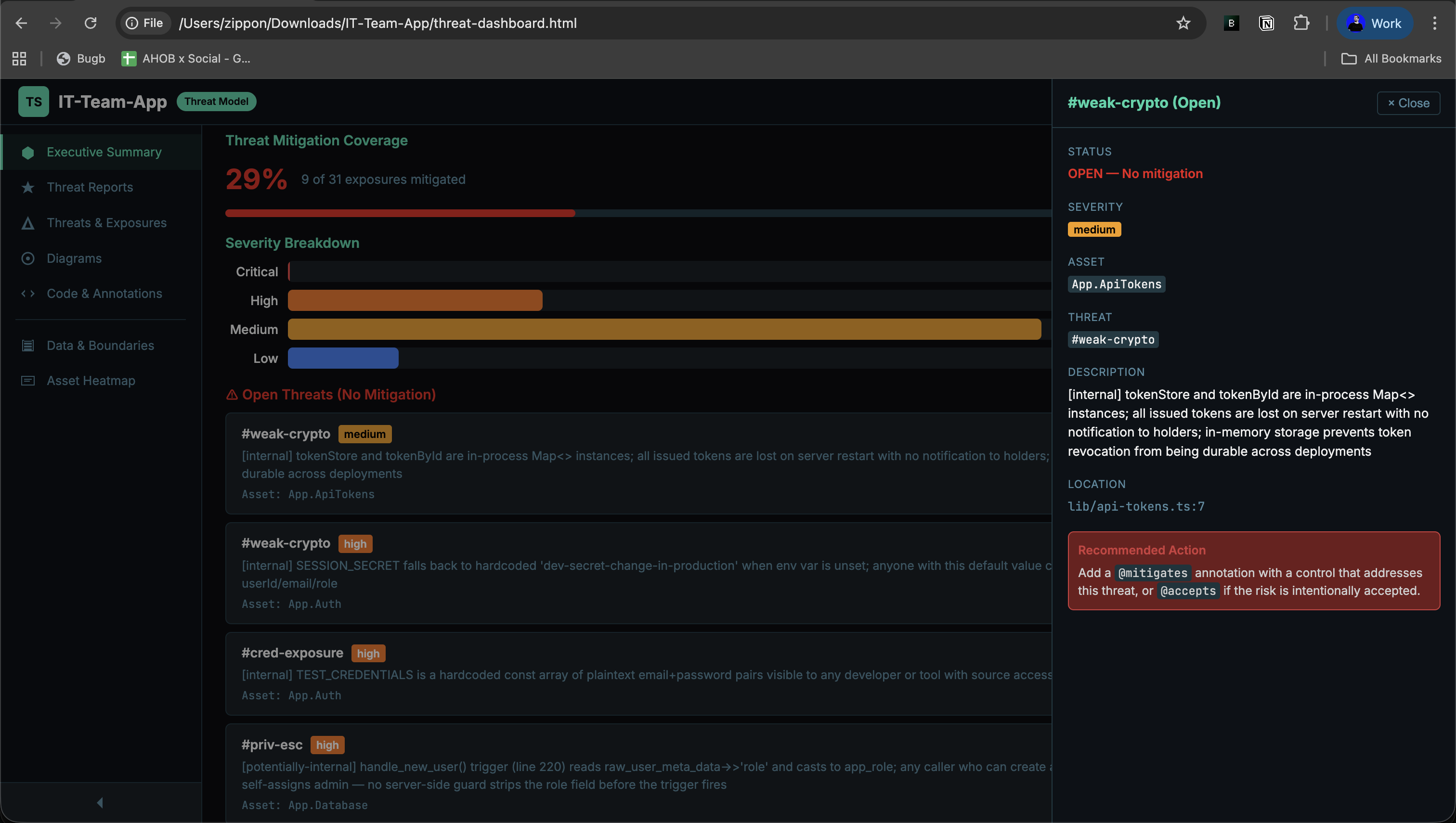 GuardLink dashboard open threat detail drawer
