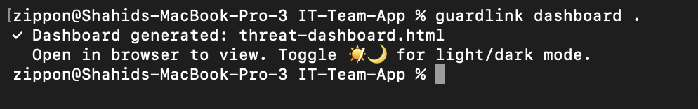 guardlink dashboard output